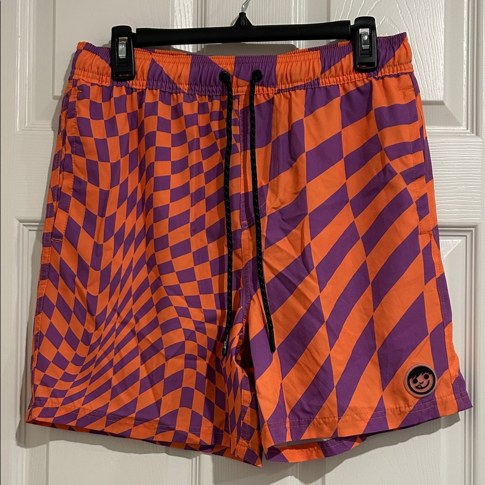 Neff Orange and Purple Checkered Shorts